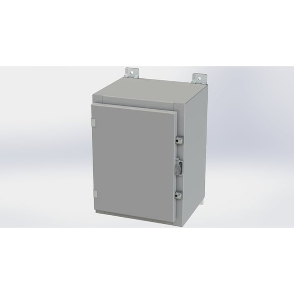 Clamps with Padlock Hasp Electrical Enclosures, 16 in H, 10 in D, 12 in W, NEMA 4, Carbon Steel